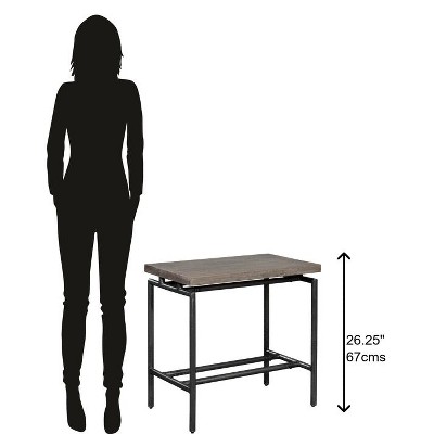 Transitional Grey and Black Wood-Metal Chairside Table with Storage