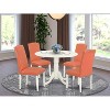 Round Kitchen Table Set 5pc 42 Inch Table w/ Drop Leaves & 4 Pink Flamingo Chairs - 2 of 4