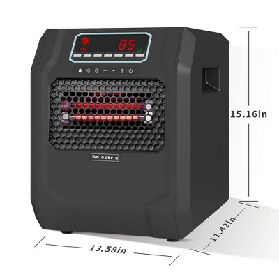 Black Compact Infrared Quartz Electric Space Heater with Digital Display and Remote Control