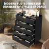 Modern Fluted 5-Drawer Dresser 47.72" Tall, Natural Oak, Gold Handles, 200 lbs Top, Anti-Tip, Waterproof, Bedroom/Hallway Statement Storage - 3 of 4