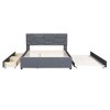 TIRAMISUBEST Full/Queen Size Upholstered Platform Bed with Brick Pattern Headboard, Linen Fabric Bed Frame with Trundle and 2 Drawers - 4 of 4