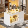 PAKASEPT Closet Island with Drawers, Wardrobe Armoire Bedroom Island with Glass Tabletop, Lights&Jewelry Organizer, 8 Drawer and 2 Shelf - 3 of 4