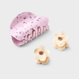 Girls' Flower Hair Clip Set 3pc Pink/Cream - Cat & Jack™ : Target