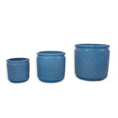 Wooakway 15" Dia Outdoor Indoor Ceramic Planter Pot Decorative Planter with Drainage Hole Patio Flower Pot