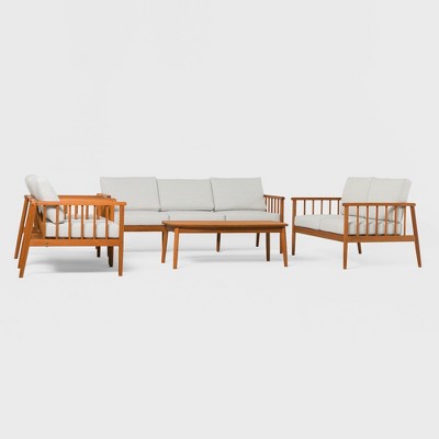 5pc Modern Boho Outdoor Eucalyptus Spindle Chat Set - Saracina Home
