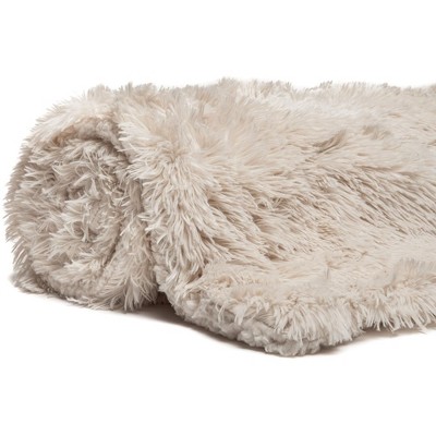 Twin Off-White Faux Fur Sherpa Fleece Throw Blanket