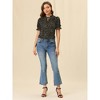 INSPIRE CHIC Women's Ruffle Tie Neck Short Sleeve Floral Blouse Top - 3 of 4