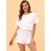 cheibear Women's Tie Dye Short Sleeves Sleepshirt with Shorts Lounge Sleepwear Pajama Set - 2 of 4