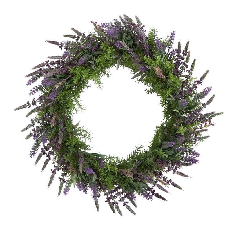 Nearly Natural 24” Lavender Artificial Wreath, 1 of 5