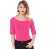 INSPIRE CHIC Women's Half Sleeves Scoop Neck Fitted Layering Soft T-Shirt - 2 of 4