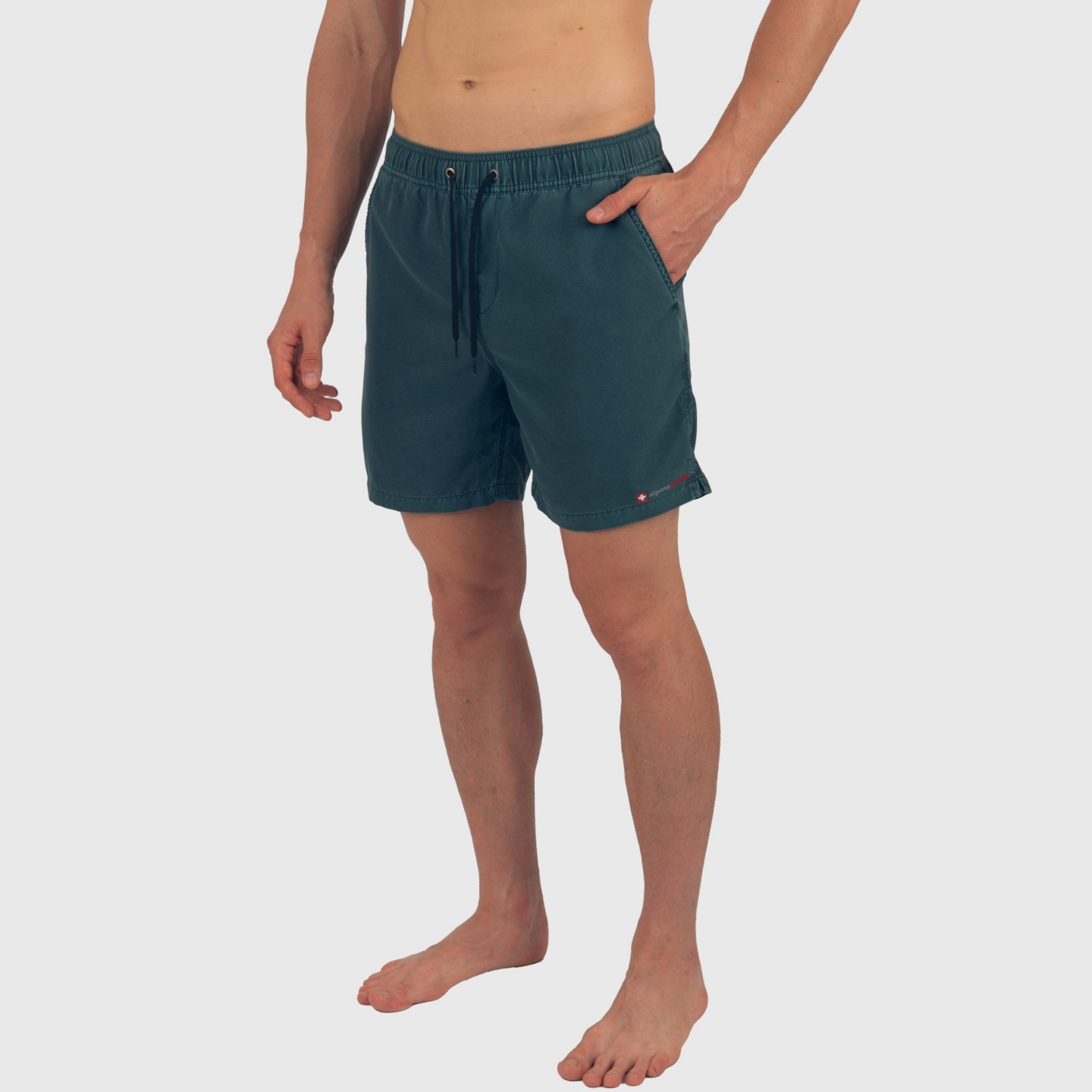 Мужские шорты Alpine Swiss Swim Shorts Beach Trunks Boardshorts Volley Shorts Quick Dry Swimwear Gray Green BoardShort Medium, цвет: Тёмный бирюзовый — фото 2
