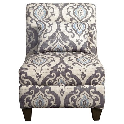 Blue Slate Collection Accent Chair Gray/Light/Large Damask - HomePop