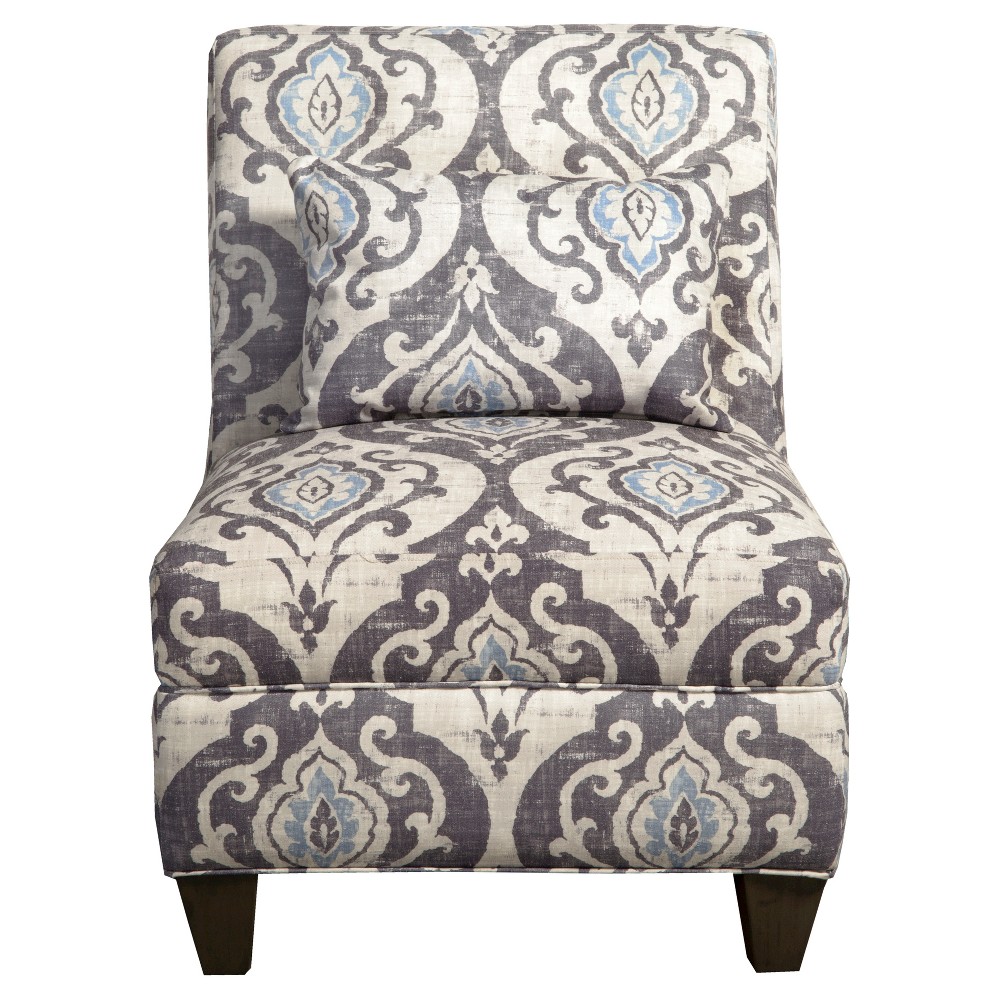 Photos - Chair Blue Slate Collection Accent  Gray/Light/Large Damask - HomePop