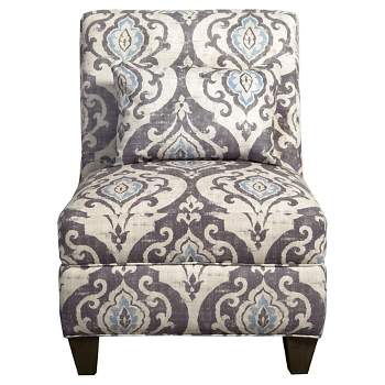 Blue Slate Collection Accent Chair Gray/Light/Large Damask - HomePop