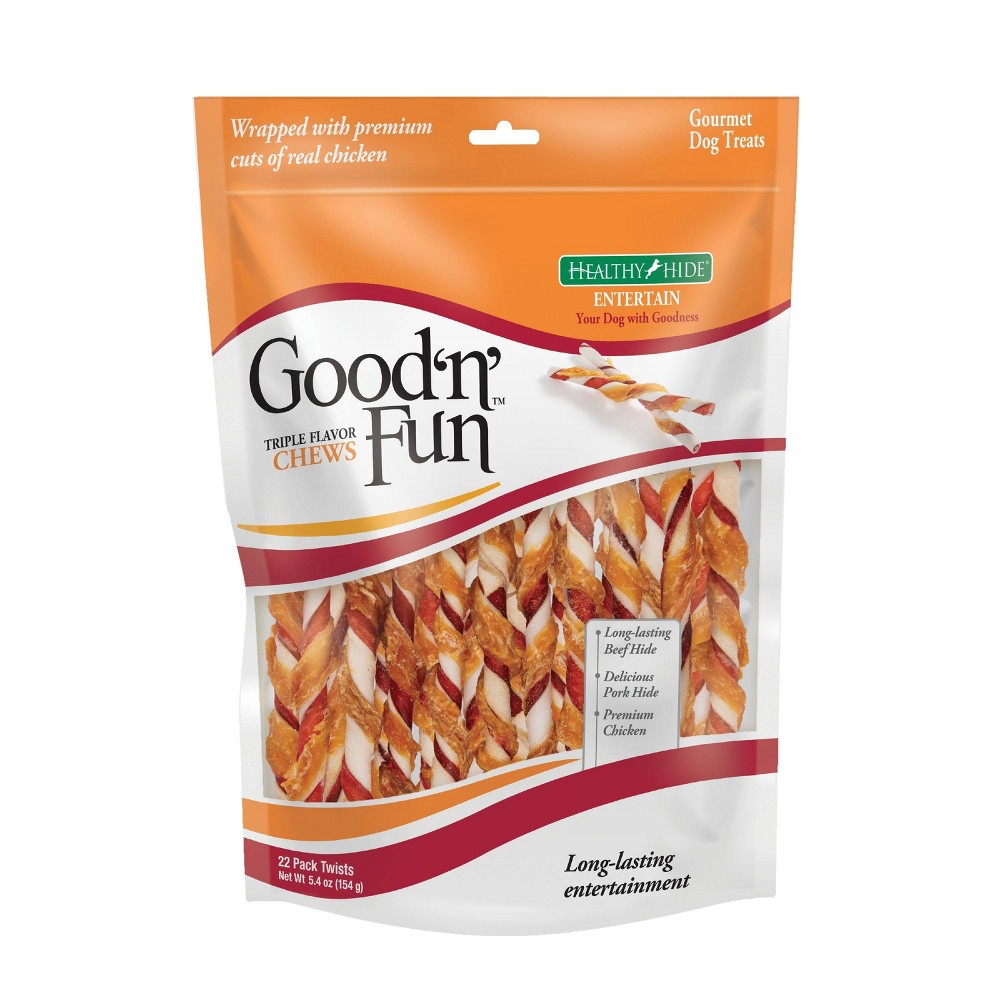 UPC 091093822402 product image for Good 'n' Fun Triple Twists Rawhide with Beef, Pork and Chicken Flavor Dog Treats | upcitemdb.com