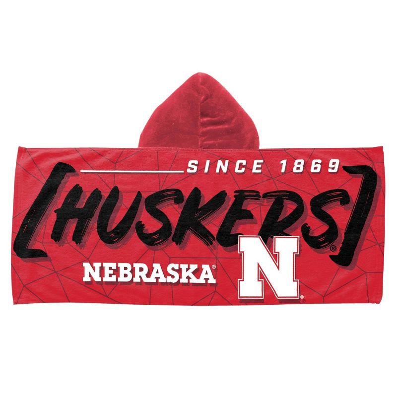 22&#34;x51&#34; NCAA Nebraska Cornhuskers Hooded Youth Beach Towel, 1 of 4
