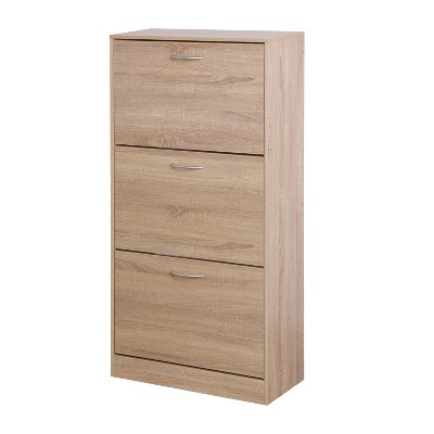 ZHUTA 3-Drawer Shoe Storage Cabinet, 3-Tier Wood Shoe Rack Storage Organizer for Entryway