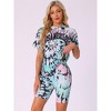 INSPIRE CHIC Women's Tie Dye Round Neck Top with Biker Shorts Loungewear Set - 2 of 4