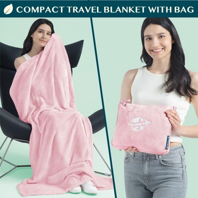 Light Pink Microfleece Travel Blanket and Pillow Set