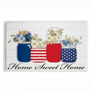 Stupell Industries Patriotic Flower Jars Printed Plush Bath Mat And Bath Rug, Design By Kim Allen, 18"X30" - 1 of 4