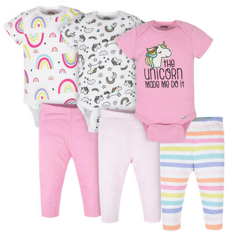 Onesies® Brand Baby Girls' Bodysuits & Pants 6-Piece Set, 1 of 10