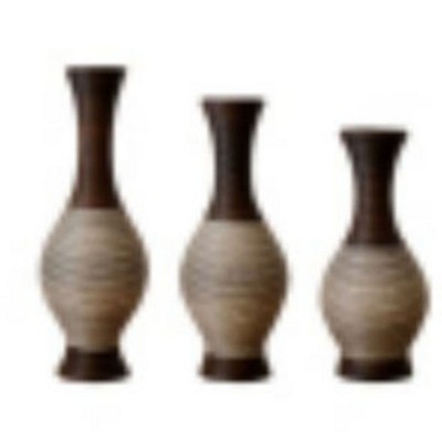 Infurnic Decorative Vases Set of 3 Designer Vases Artificial Rattan Vases for Living Room, Entryway, or Hallway, Multicolored, 22"*10"*29"