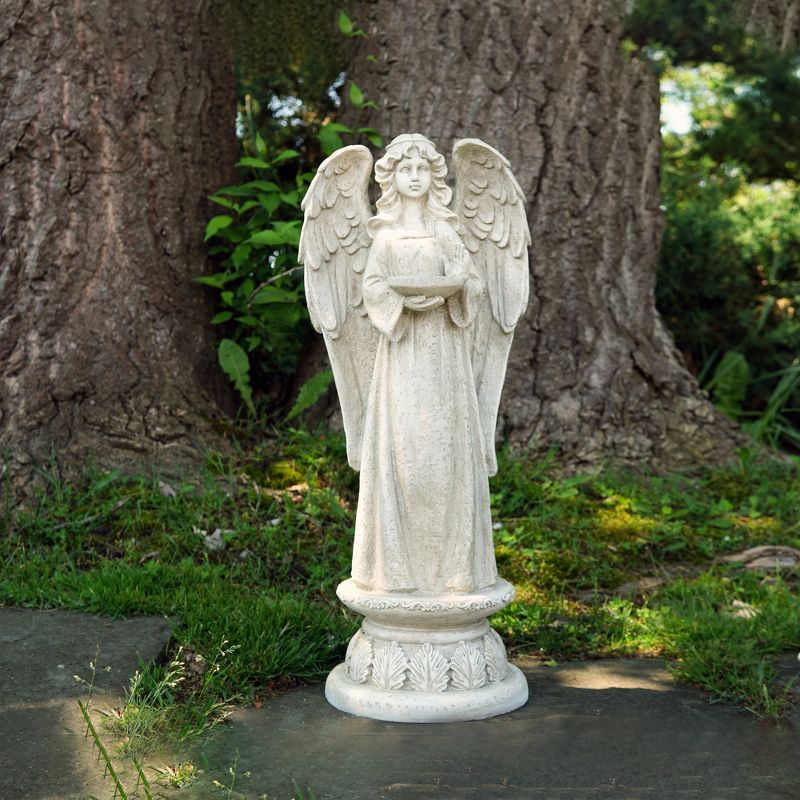 Northlight 22.5" Standing Religious Angel with Bird Bath Votive Candle Holder Outdoor Patio Garden Statue - Gray, 3 of 7