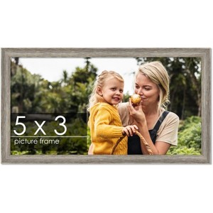 PosterPalooza | 5x3 Thin Barnwood Picture Frame, UV Acrylic, 2 Finishes - Grey and Black - 1 of 4