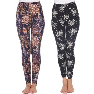 Women's Pack of 2 Leggings - One Size Fits Most - White Mark - 1 of 1