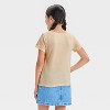 Girls' Hello Kitty Howdy Pointelle Lace Short Sleeve Top - Brown - 3 of 4