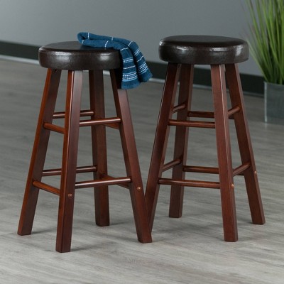 Transitional 25.5" Maria Counter Stool Set in Walnut & Espresso