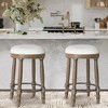 SKRAN 26" 360°Swivel Wooden Bar Stool,Fabric Upholstered Counter Height Barstool Classic American Traditional Design for Kitchen & Dining Room - 4 of 4