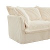 Modern Cream Corduroy Sofa With 1 Big Back Cushion And 2 Big Pillows,Single Couch,Slipcovered Chair,Single Sofa-Maison Boucle - 4 of 4