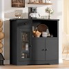 Kitchen Microwave Cabinet with Storage – Buffet Sideboard with 3 Doors, 1 Drawer & Adjustable Shelves, Pantry Storage Cabinet, White - 4 of 4