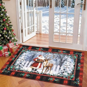 Christmas Area Rug Santa Claus Washable Rugs for Living Room Throw Rugs Non Slip, Soft Low Pile Floor Runners Christmas Decorations - 1 of 4