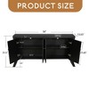 Industrial 4-Door Accent Cabinet with Wooden Arc Legs & Bronze Clasps – Advanced Storage Design, Solid Craftsmanship - Leovsnove - 3 of 4