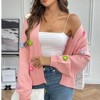 Coolmee Women's Cropped Cardigan Sweaters Crochet Floral Embroidery Open Front Knit Sweater Outwear - 3 of 4