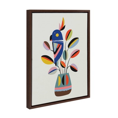 Abstract Animal Print on Canvas with Brown Frame, 27" x 22"