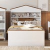 Twin Size House-Shaped Wooden Bed with Storage Shelf and Built-in Two Storage Drawers - 3 of 4