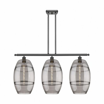 Vaz - 3 Light Stem Hung Island In Industrial Style-19 Inches Tall and 36.5 Inches Wide