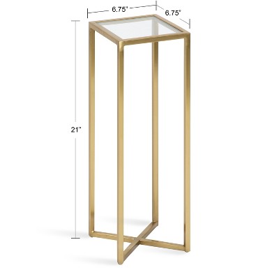 Jaspur Gold and Clear Square Metal and Glass Accent Table