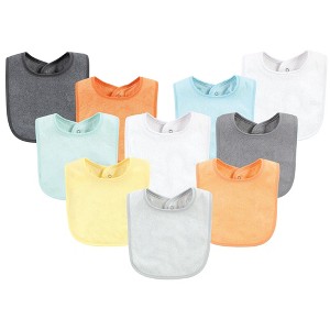 Hudson Baby Unisex Baby Rayon from Bamboo Bib with Waterproof Lining 10pk, Mint Orange, One Size - 1 of 4