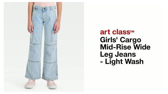 Girls' Cargo Mid-Rise Wide Leg Jeans - art class™ Light Wash, 2 of 9, play video