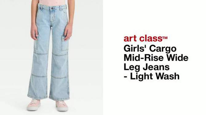 Girls' Cargo Mid-Rise Wide Leg Jeans - art class™ Light Wash, 2 of 7, play video