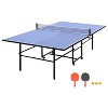 107.87"9ft Mid-Size Table Tennis Table Foldable & Portable Ping Pong Table Set for Indoor Games with Net, 2 Table Tennis Paddles,Blue - 3 of 4