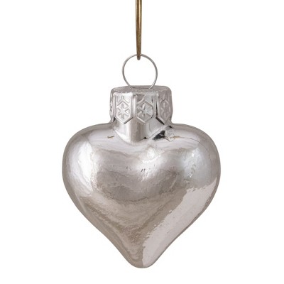 Northlight 56ct Shiny Silver Glass Heart Christmas Ornaments 1.5" (38mm)