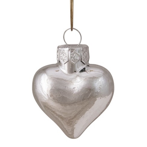 Northlight 56ct Silver Shiny Finish Glass Heart Christmas Ornaments - 1.75" (40mm) - image 1 of 3