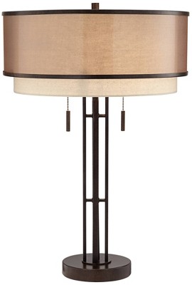 Andes 27.5" Bronze Double Shade Industrial Table Lamps Set of 2