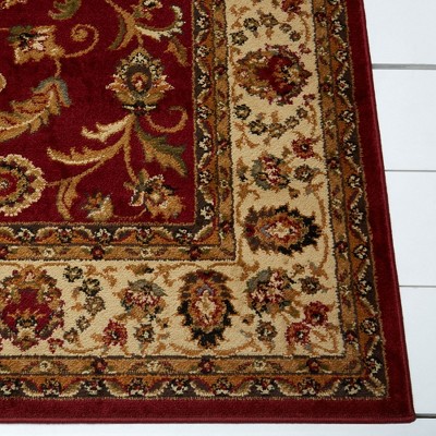 Royalty Red and Ivory Traditional Medallion 63" Synthetic Area Rug