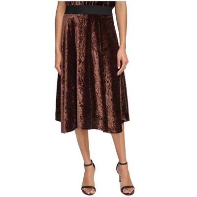 Calvin Klein Womens Velvet Long A-line Skirt